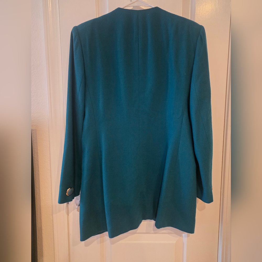 Vintage Teal Christian Dior Skirt Suit Set Size 8. - Picture 4 of 16